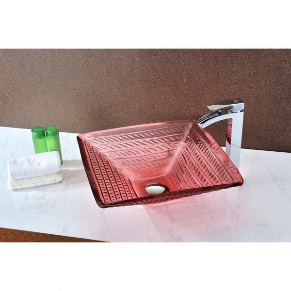 Anzzi Nono Deco-Glass Vessel Sink in Lustrous Translucent Red LS-AZ8110